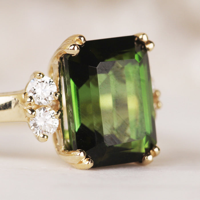Green Tourmaline & Diamond Ring