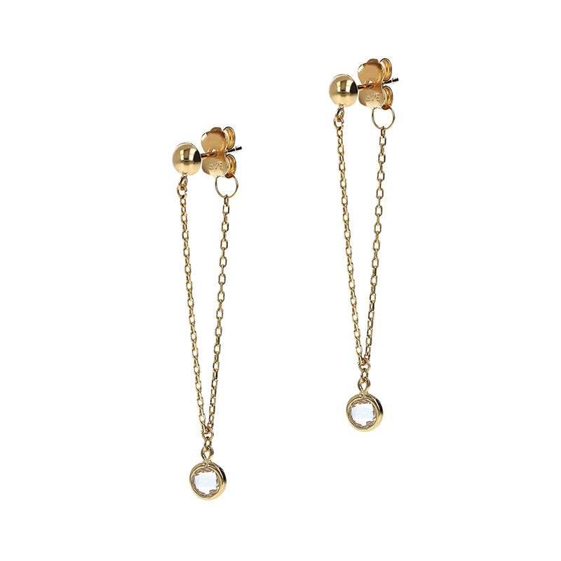 White Stone Ball & Chain Drop Earrings
