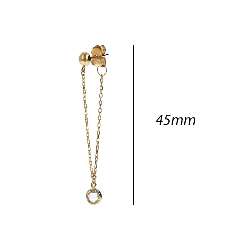 White Stone Ball & Chain Drop Earrings