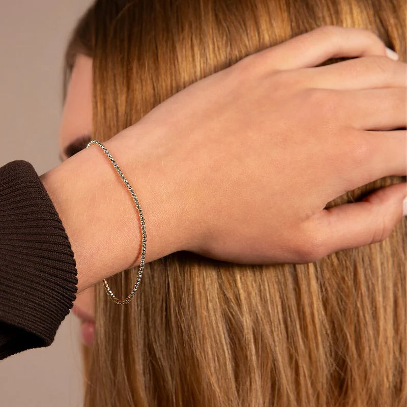Microbead & White Stone Charm Bracelet