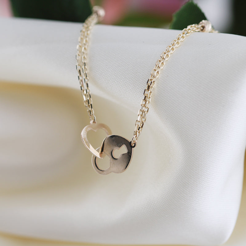 Interlocking Heart & Locket Chain Bracelet