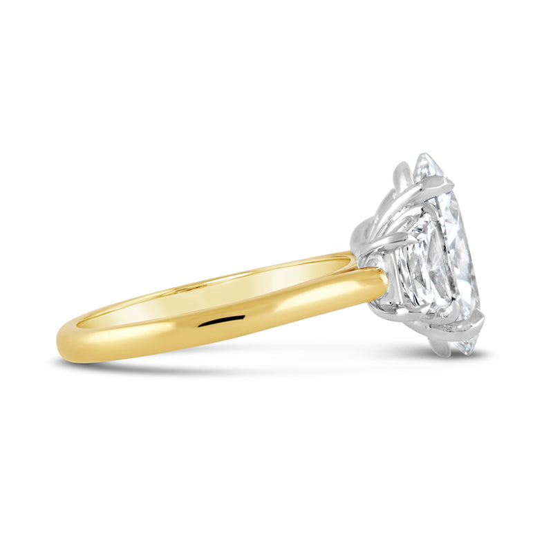 Oval & Trapezoid Three Stone Engagement Ring 4.45ct