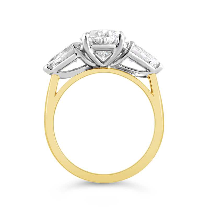 Oval & Pear Three Stone Engagement Ring 3.93ct