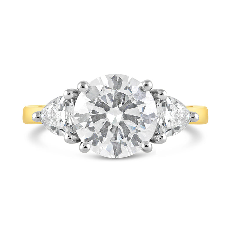 Round Brilliant & Trillion Three Stone Engagement Ring 3.71ct