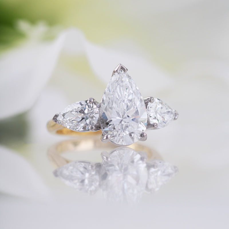 Pear Three Stone Engagement Ring 4.50ct
