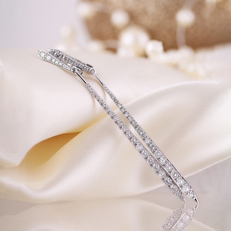 Diamond Hoop & Bar Drop Earrings