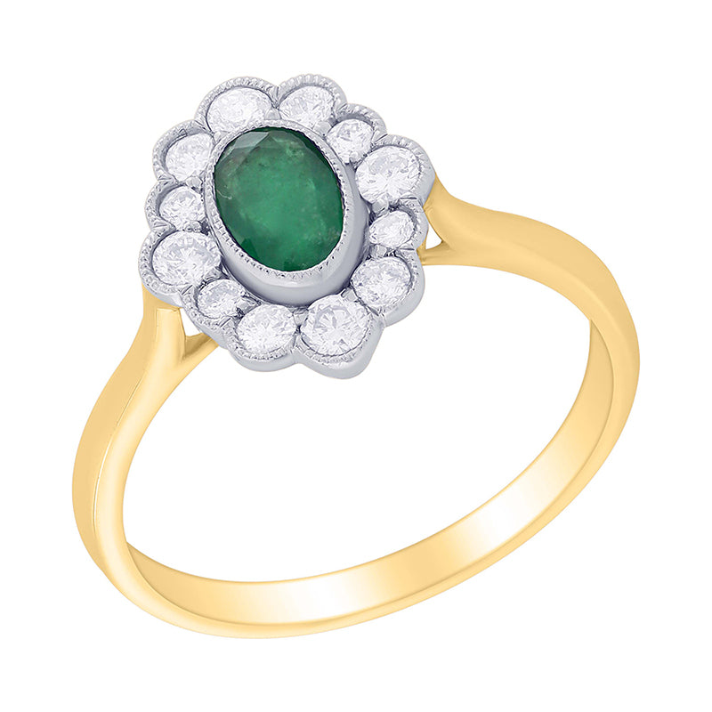 Vintage Style Emerald & Diamond Ring