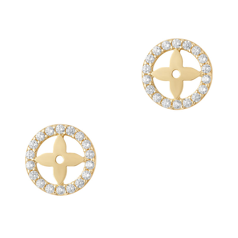 White Stone Circle & Flower Stud Earrings
