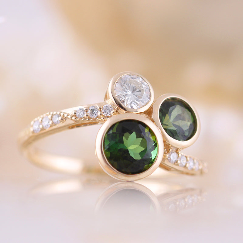 Green Tourmaline & Diamond Ring
