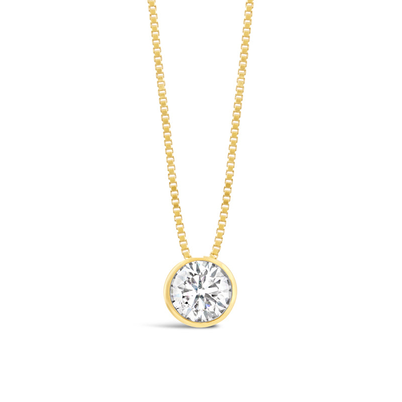Round Brilliant Bezel Set Diamond Solitaire Pendant 0.70ct
