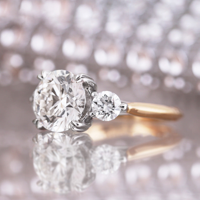 Round Cut Diamond Three Stone Engagement Ring 2.56ct