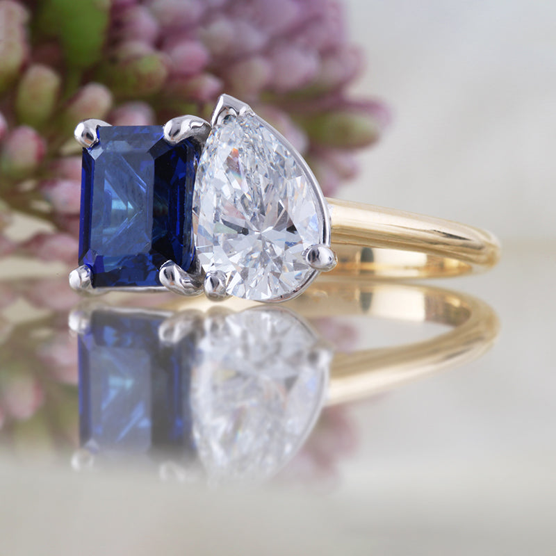 Sapphire & Diamond Toi Et Moi Ring