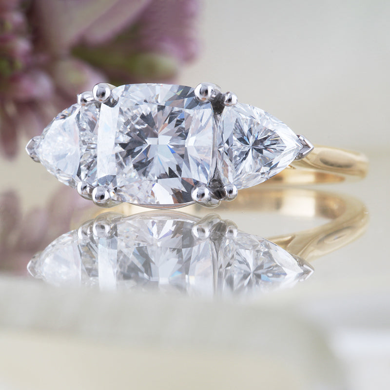 Cushion & Trillion Diamond Three Stone Ring 3.67ct