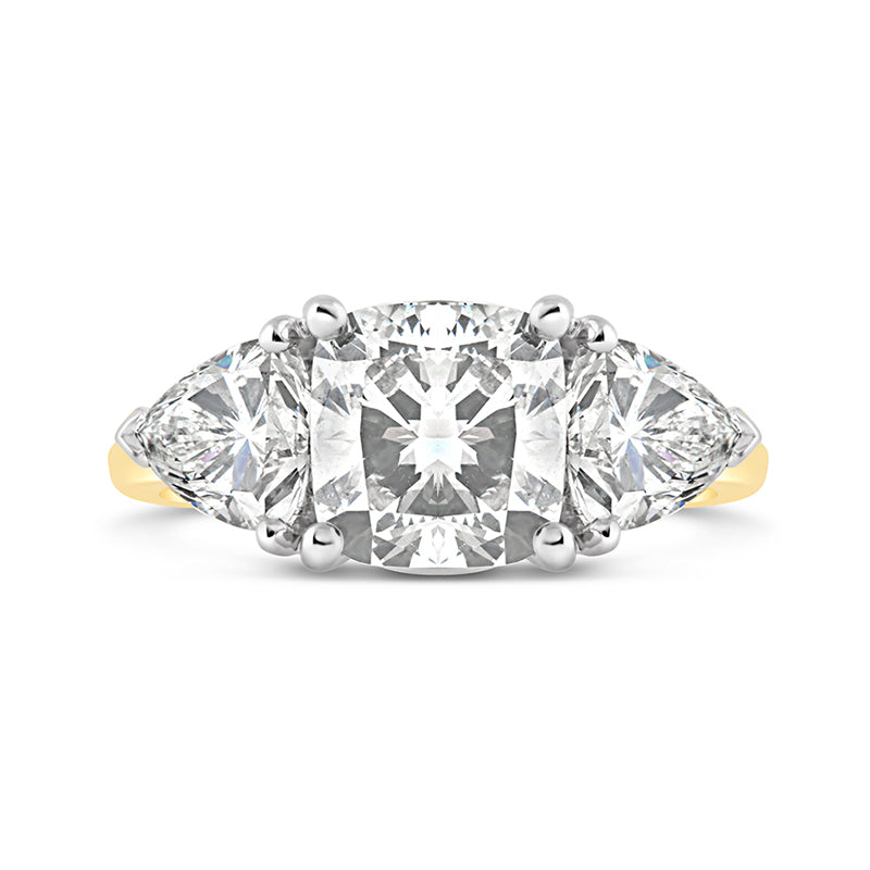 Cushion & Trillion Diamond Three Stone Ring 3.67ct