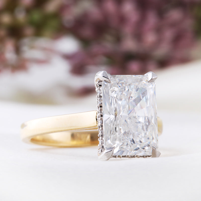 Rectangular Hidden Halo Engagement Ring 4.14ct