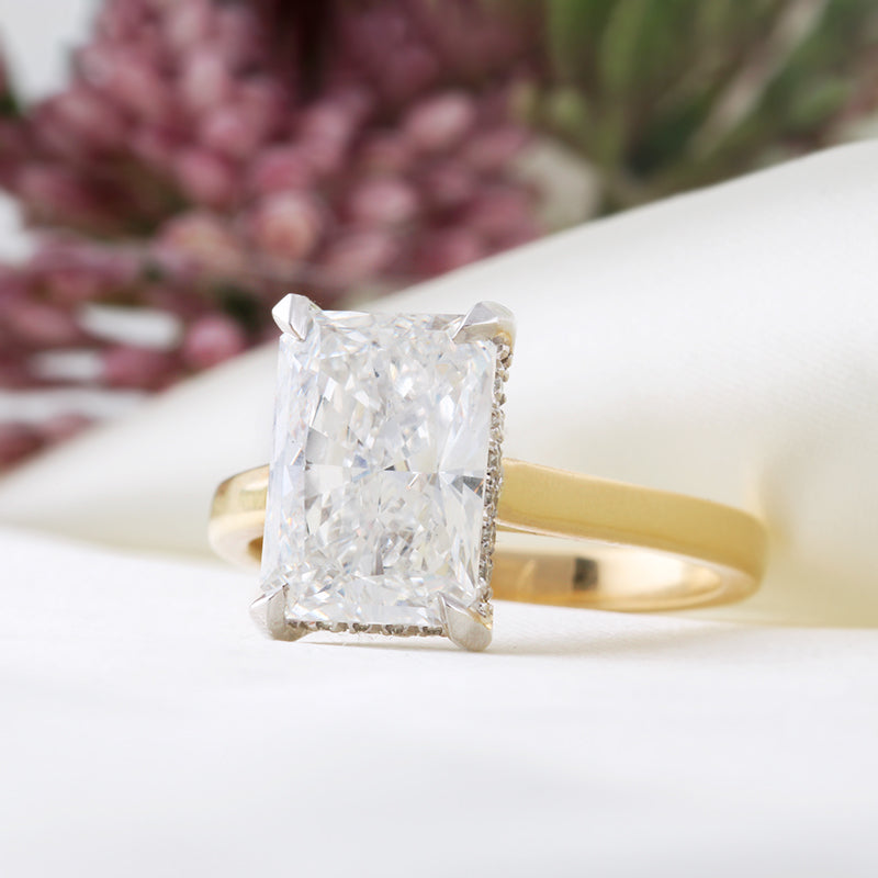 Rectangular Hidden Halo Engagement Ring 4.14ct