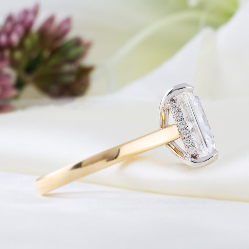 Rectangular Hidden Halo Engagement Ring 4.14ct