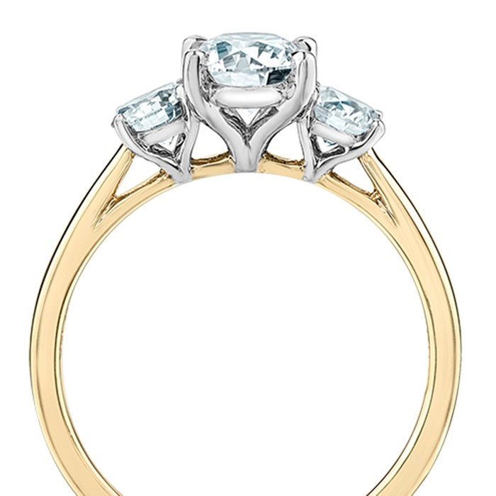 Oval & Round Diamond Three Stone Engagement Ring 2.26ct