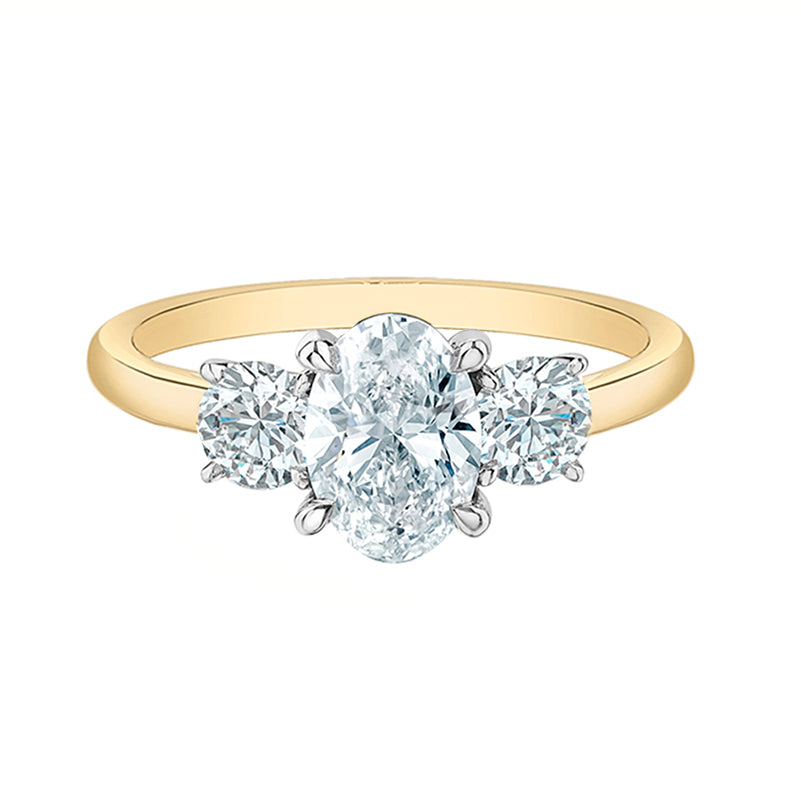 Oval & Round Diamond Three Stone Engagement Ring 2.26ct