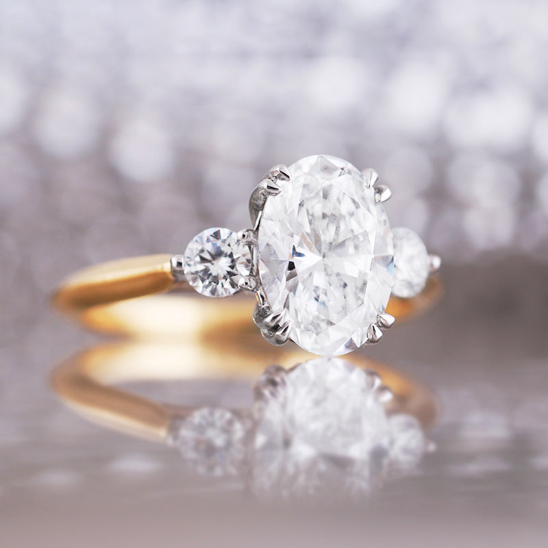 Oval & Round Diamond Three Stone Engagement 2.39ct