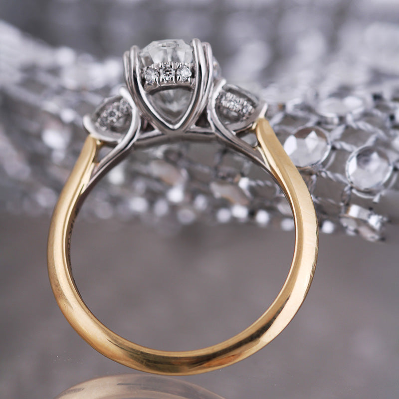 Oval & Round Diamond Three Stone Engagement 2.39ct