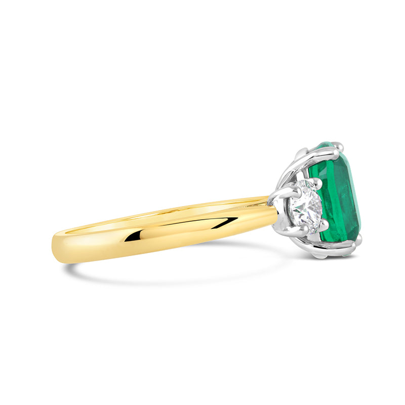 Cushion Cut Emerald & Diamond Ring
