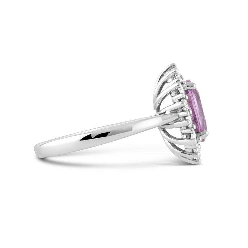 Pink Sapphire & Diamond Cluster Ring