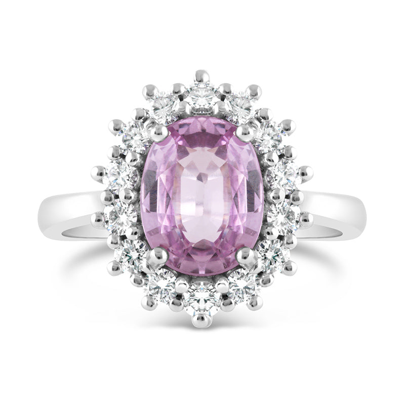 Pink Sapphire & Diamond Cluster Ring