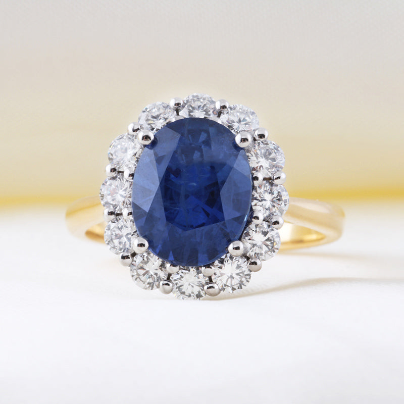 Sapphire & Diamond Cluster Ring
