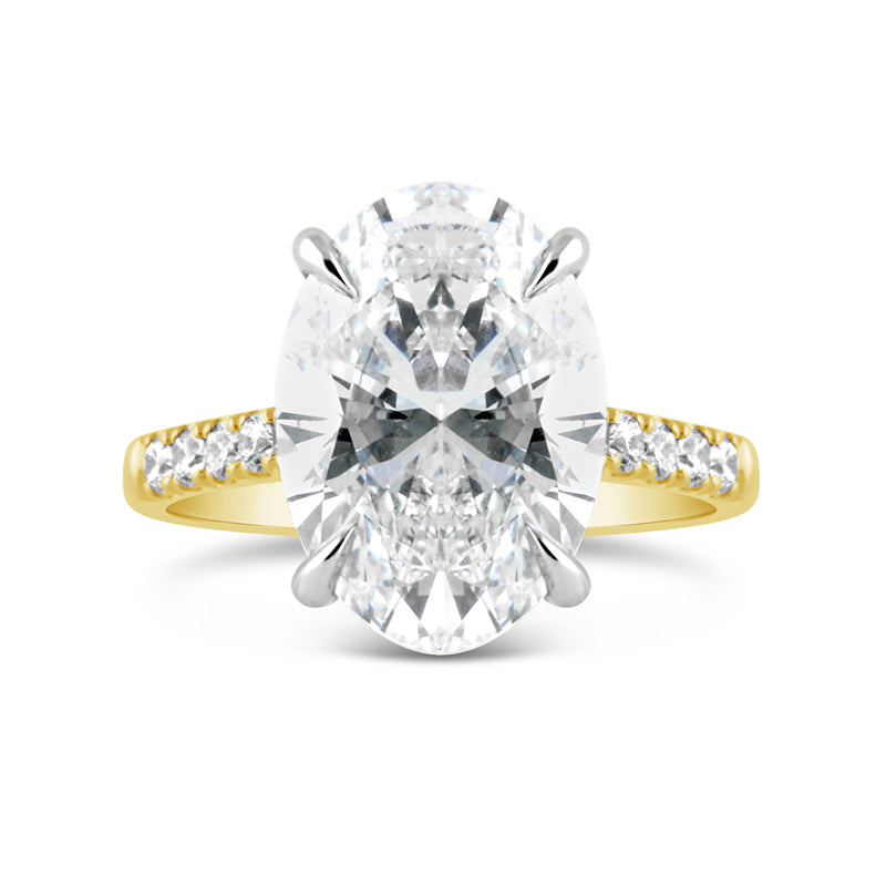 Oval Cut Diamond Solitaire with Diamond Shoulders 6.28ct