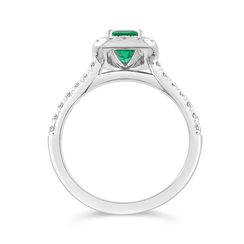 Zambian Emerald & Diamond Halo Ring