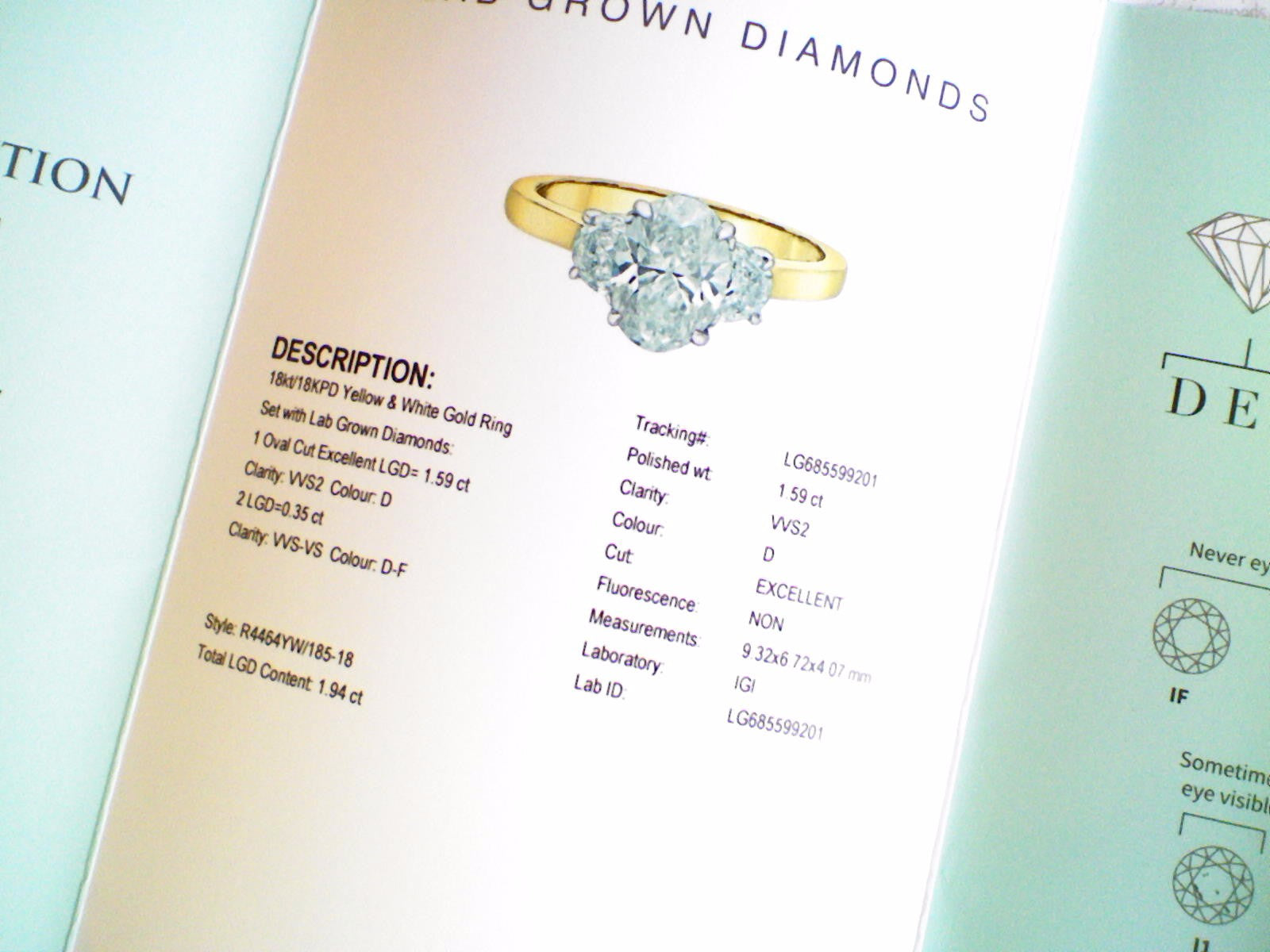 Oval & Half Moon Three Stone Engagement Ring 1.94ct