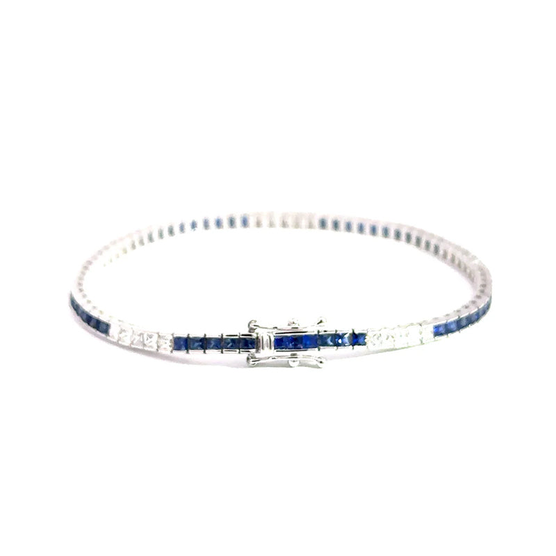 Princess Cut Diamond & Sapphire Tennis Bracelet