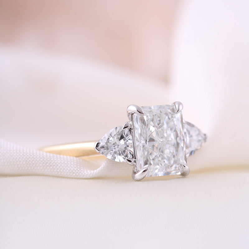 Radiant & Trillion Three Stone Engagement Ring 2.48ct