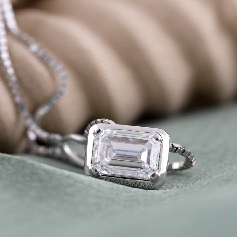 Bezel Set Emerald Diamond Pendant 0.76ct