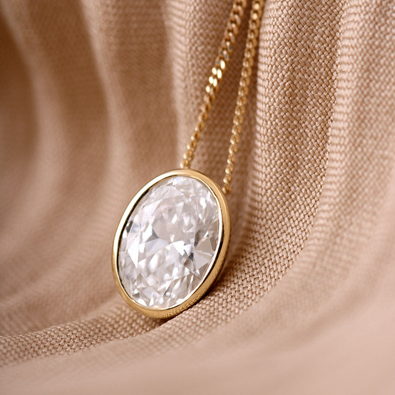 Bezel Set Oval Diamond Pendant 0.70ct