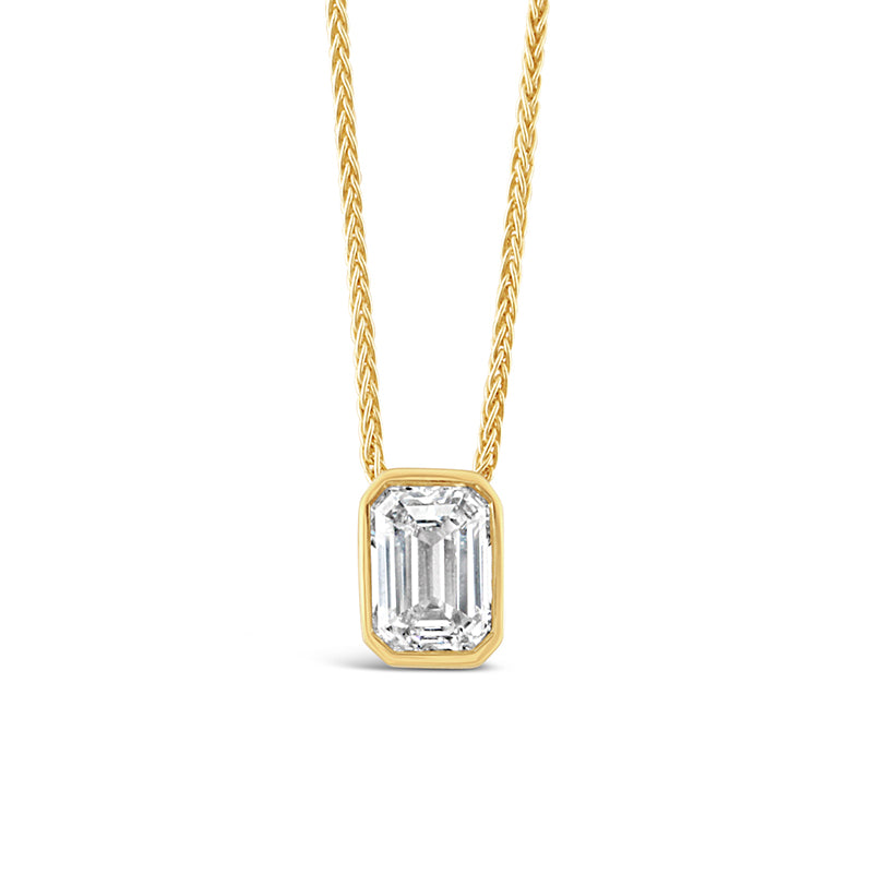 Bezel Set Emerald Diamond Pendant 0.75ct