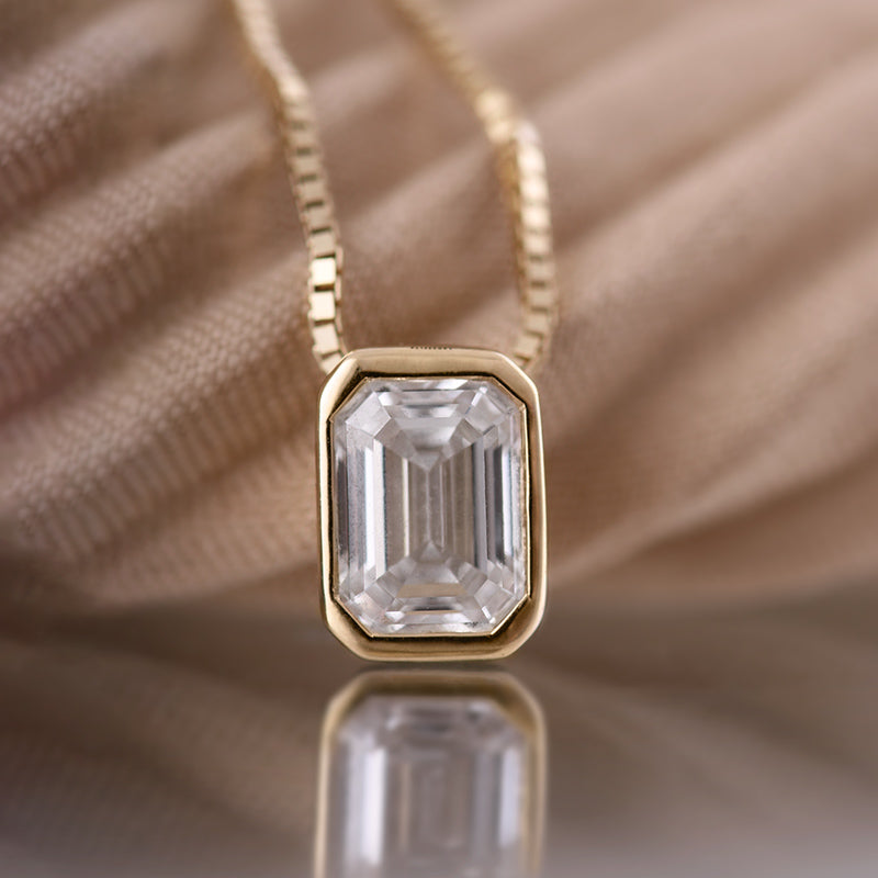 Bezel Set Emerald Diamond Pendant 0.75ct