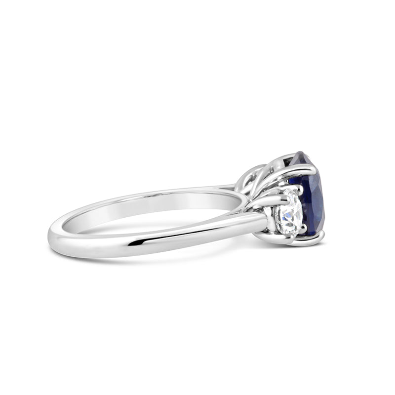 Sapphire & Diamond Three Stone Ring