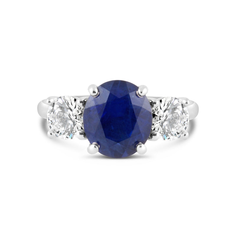 Sapphire & Diamond Three Stone Ring