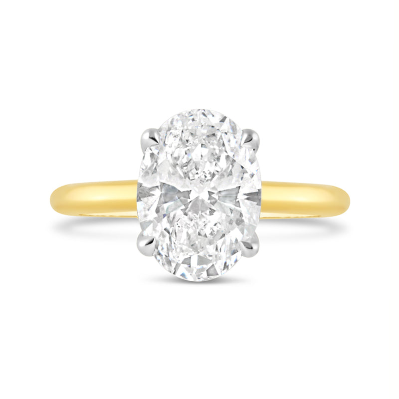 Oval Soliatire Hidden Halo Engagement Ring 3.15ct
