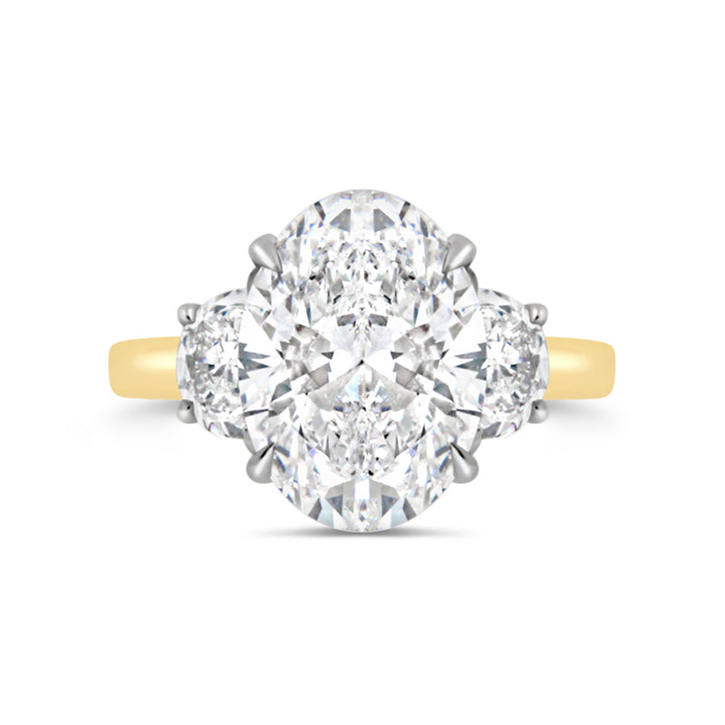 Oval & Half Moon Three Stone Engagement Ring 5.04ct