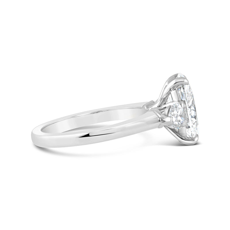 Oval & Pear Cut Three Stone Engagement Ring 3.82ct