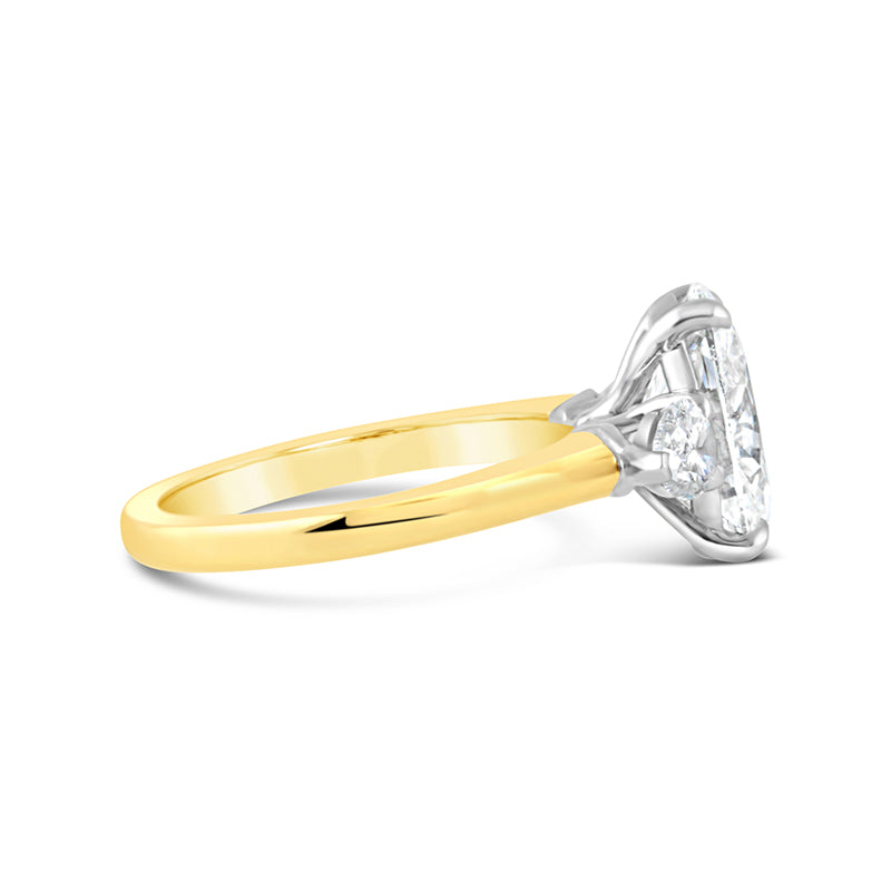 Oval & Pear Cut Three Stone Diamond Ring 3.01ct