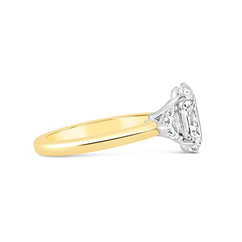 Oval & Trillion Three Stone Engagement Ring 3.05ct