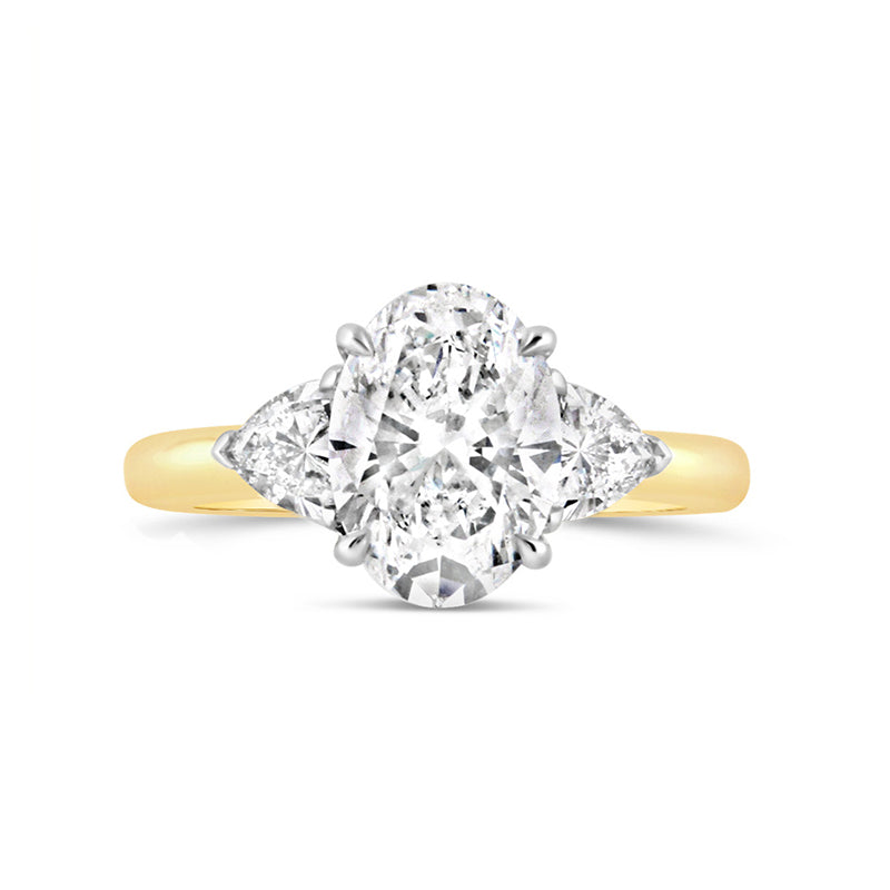 Oval & Trillion Three Stone Engagement Ring 3.05ct