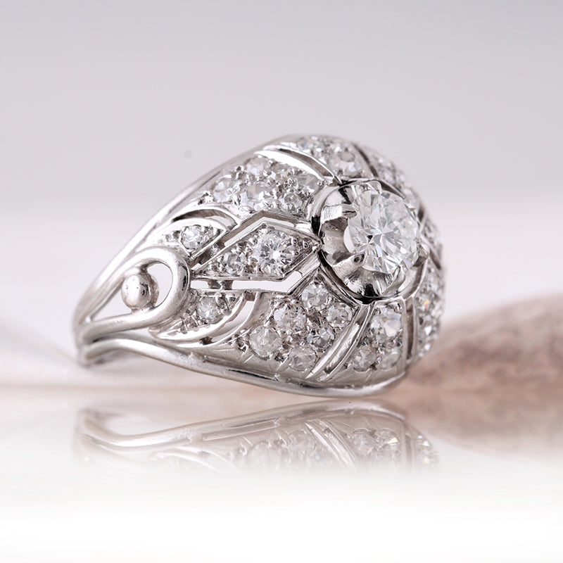 French Diamond Art Deco Ring