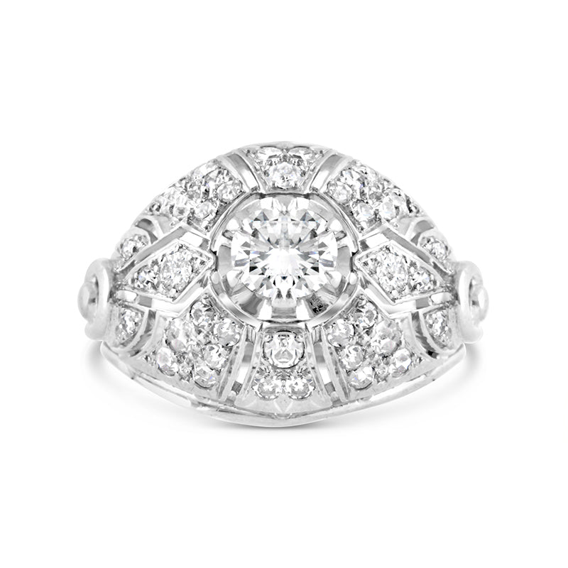 French Diamond Art Deco Ring