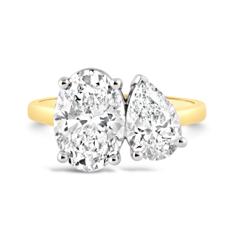 Oval & Pear Toi et Moi Engagement Ring 3.98ct