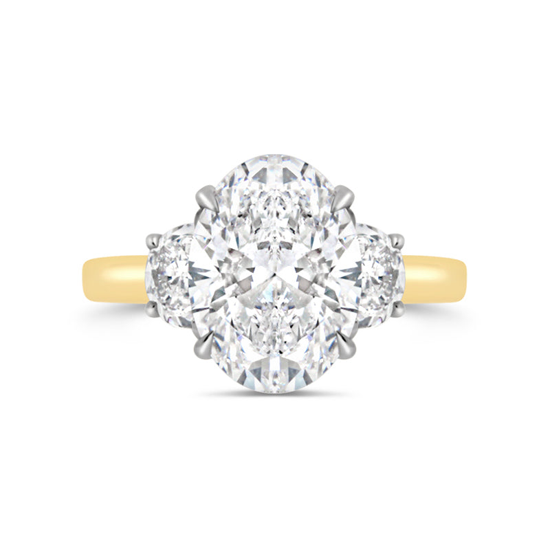 Oval & Half Moon Three Stone Engagement Ring 4.33ct
